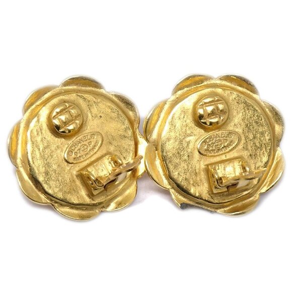 Chanel Button Earrings Clip-On Gold Pink 97P - Picture 5 of 8